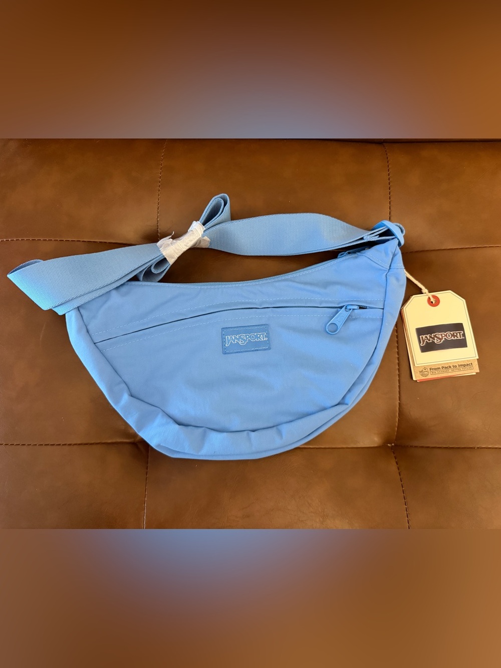 NWT JanSport Unphased Small Crossbody Bag Azul Blue Soft Nylon Adjustable